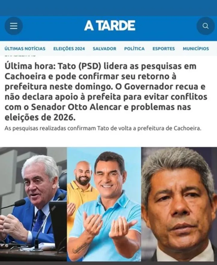 Montagem feita simulando notícia do Portal A TARDE