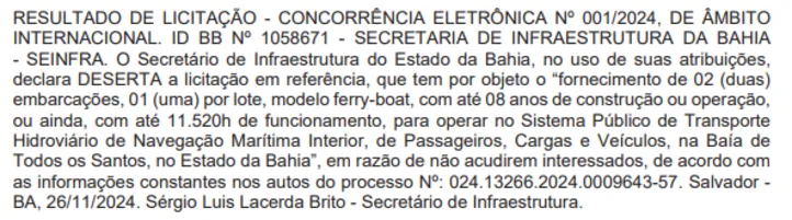 Imagem ilustrativa da imagem Governo abrirá nova licitação para compra de ferries; entenda