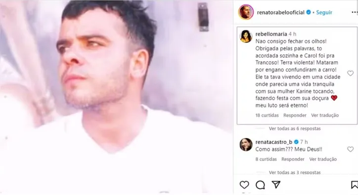 Ao saber da morte do rapaz, Maria deu mais informações nos comentários do post de um amigo