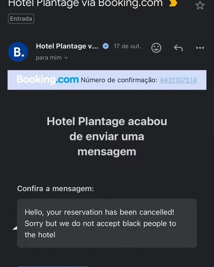 Imagem ilustrativa da imagem 'Não aceitamos pessoas negras': artista denuncia racismo de hotel