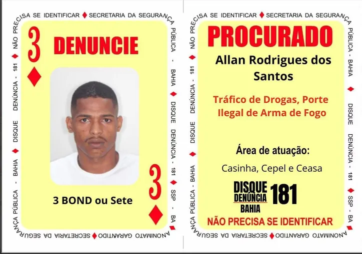 Allan Rodrigues Santos é conhecido também com "3 Bond" ou "Sete"