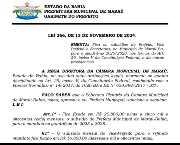 Imagem ilustrativa da imagem Prefeito de Maraú tem reajuste maior que R$ 10 mil no salário