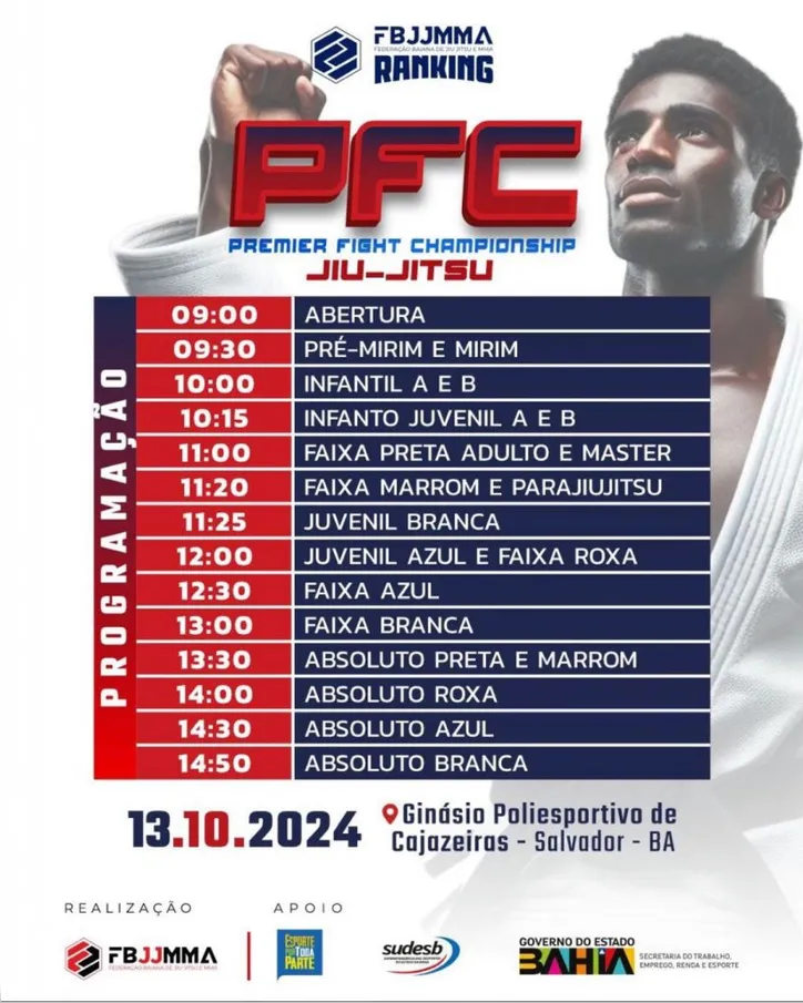 Imagem ilustrativa da imagem Premier Fight Championship reúne 500 atletas em Salvador neste domingo