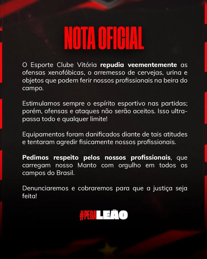 Nota do clube.