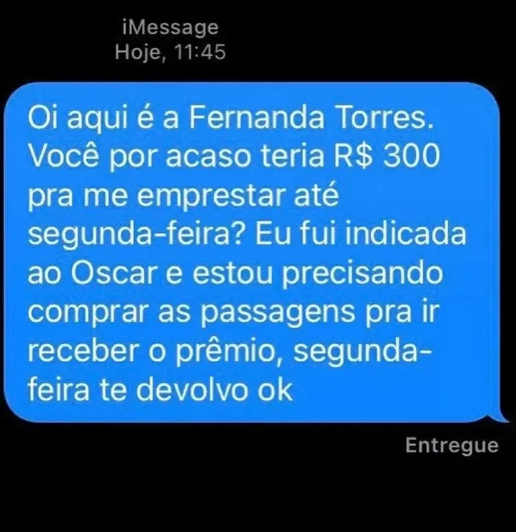 Imagem ilustrativa da imagem Ator faz alerta sobre golpe após indicação de Fernanda Torres ao Oscar