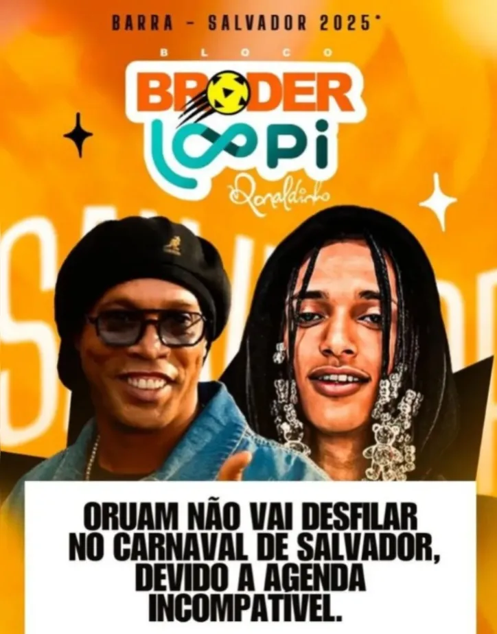 Oruam não vai mais participar do Bloco do Bruxo