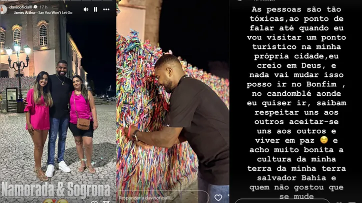 Imagem ilustrativa da imagem Davi Brito é criticado por foto na Igreja do Bonfim e reage: "Tóxicos"