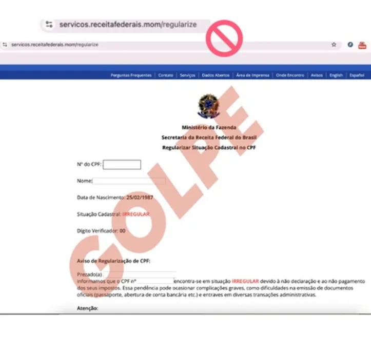 Imagem ilustrativa da imagem Golpe da Receita Federal: contribuintes sofrem ameaças sobre CPF