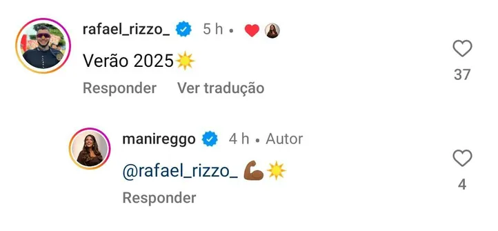 Interação entre Mani Reggo e Rafael Rizzo