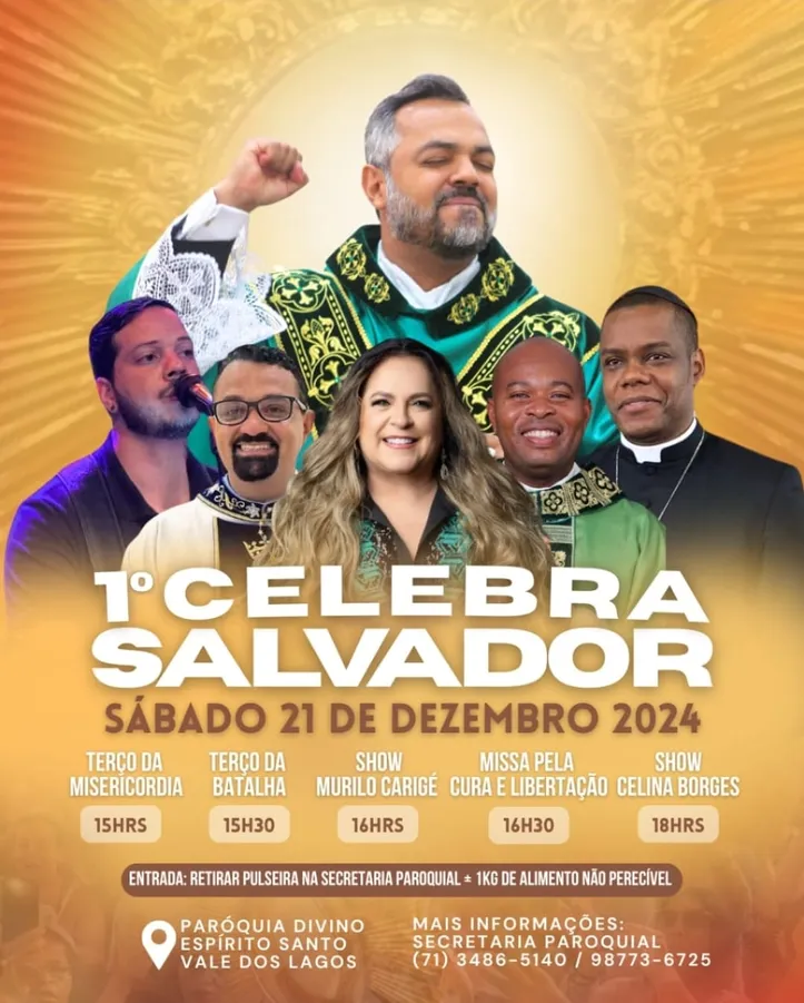 Imagem ilustrativa da imagem Primeiro Celebra Salvador une fé, oração e show de Celina Borges na Paróquia Divino Espírito Santo - Vale dos Lagos