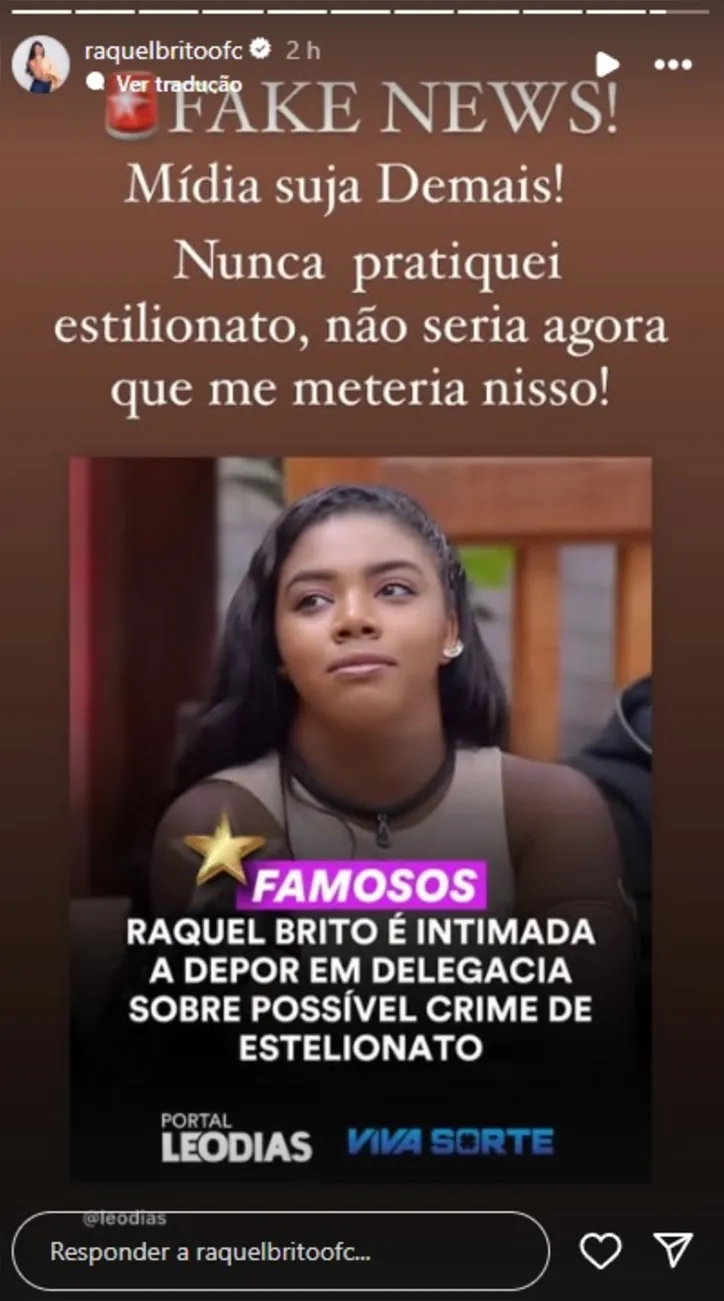 Imagem ilustrativa da imagem Raquel Brito se revolta após ser investigada pelo MP-BA: "Não me meteria nisso"