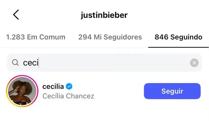 Imagem ilustrativa da imagem Justin Bieber segue atriz da Globo no Instagram e intriga web