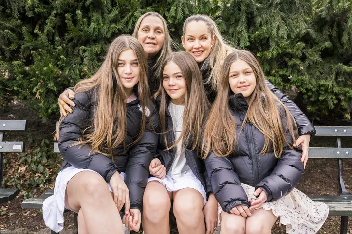 Silvinha com Renata, Valentina, Rafaela e Isabela no Central Park, em NY