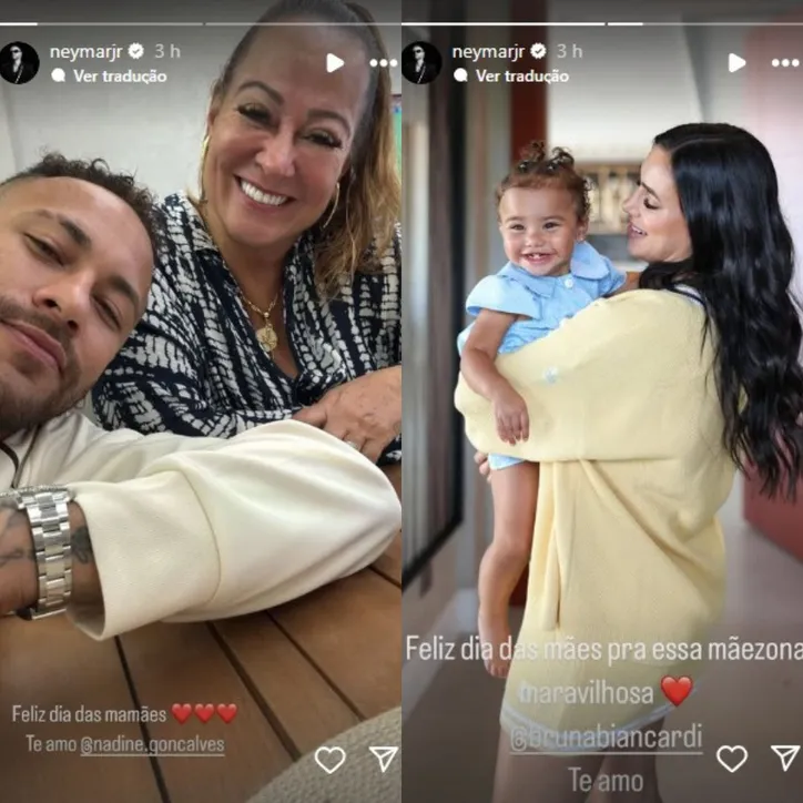 Imagem ilustrativa da imagem Neymar ignora mães dos filhos em homenagem e web reage