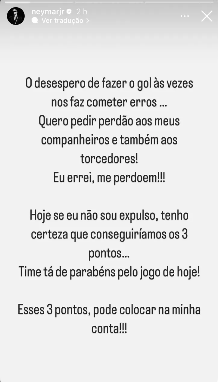 Expulsão de Neymar no segundo tempo