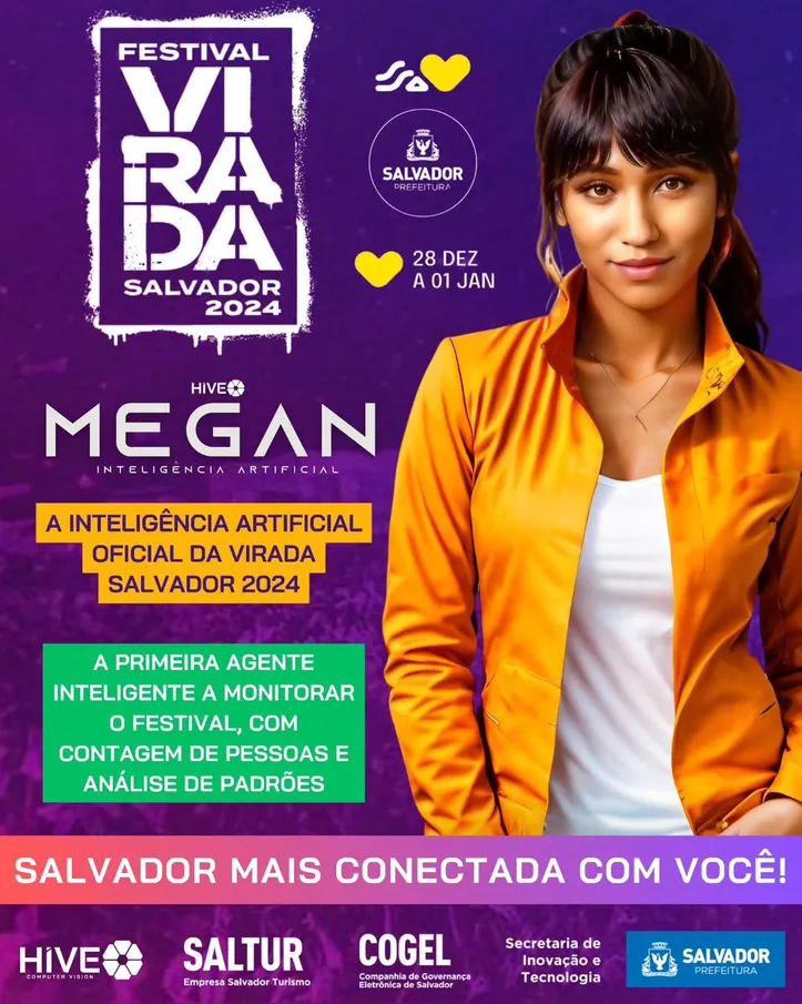 Anúncio do uso da Megan durante o Festival da Virada de Salvador