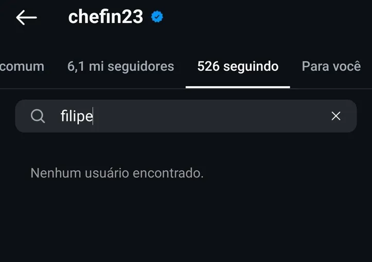 Chefin parou de seguir Filipe Ret