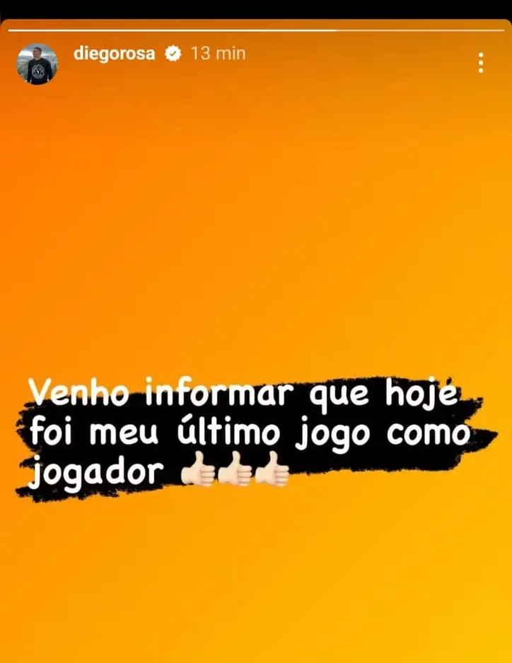 Mensagem de Diego Rosa nas redes preocupou torcedores