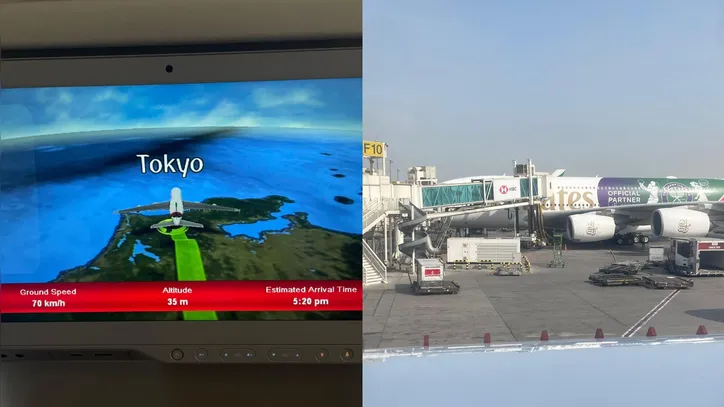 O voo para Tóquio foi através da companhia aérea Emirates