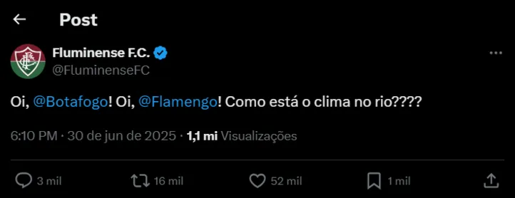 Fluminense provoca Flamengo e Botafogo após classificação: "Como está o clima no Rio?"