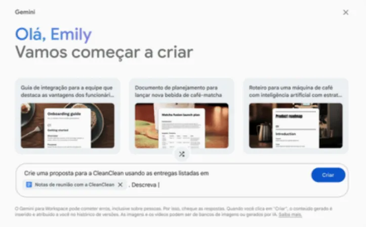 ‘Quero Ajuda para Criar’ no Google Docs