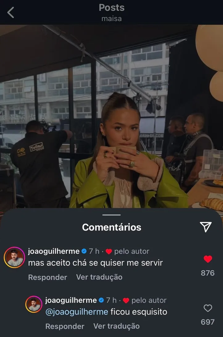 Imagem ilustrativa da imagem João Guilherme deixa comentário ousado em foto de atriz e agita web