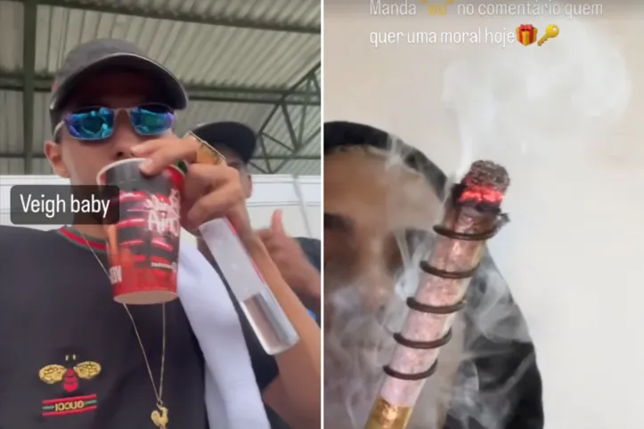 Raulzeira se mostra em festas usando lança-perfume, fumando maconha e exibindo símbolos da facção