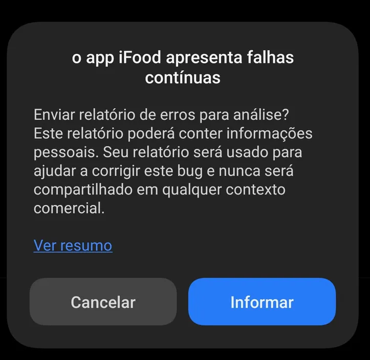 Usúarios receberam mensagem que confirmava falha no aplicativo