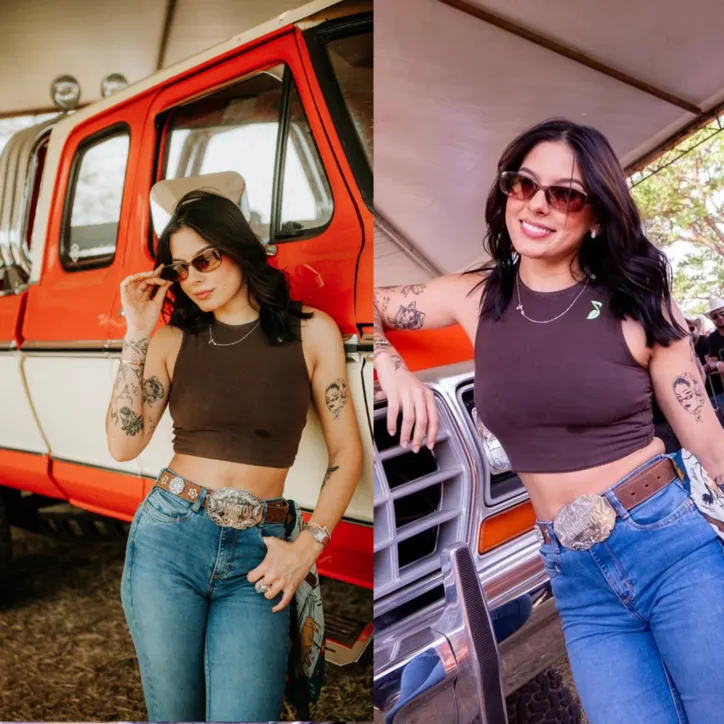 Cantora sertanekja pousa com caminhonete Ford modelo, F15 Custom