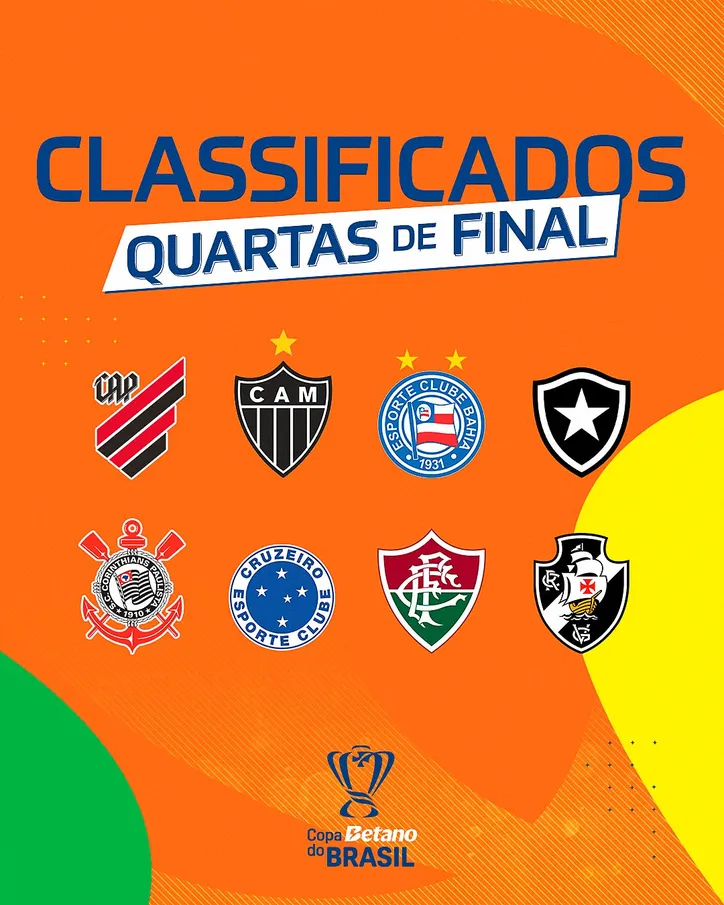 Equipes classificadas para as quartas de final da Copa do Brasil