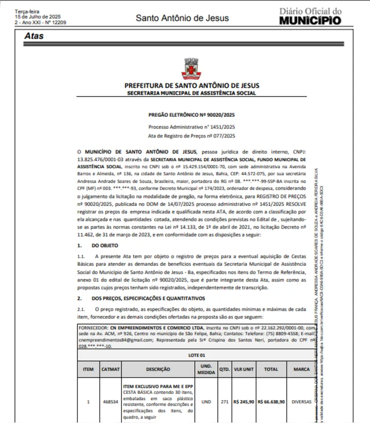 Imagem ilustrativa da imagem Contratos de cestas básicas têm superfaturamento de R$ 700 mil na Bahia