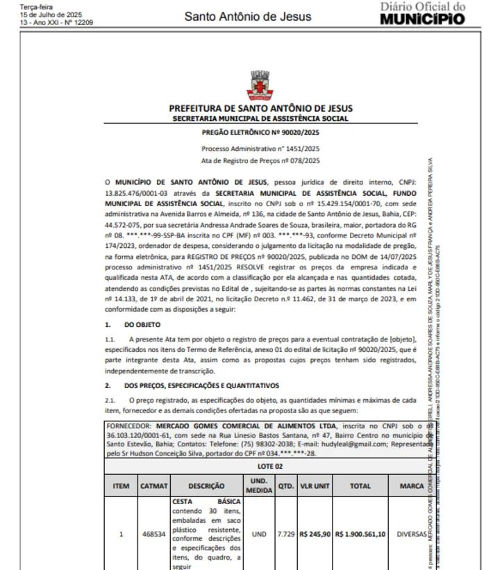 Imagem ilustrativa da imagem Contratos de cestas básicas têm superfaturamento de R$ 700 mil na Bahia