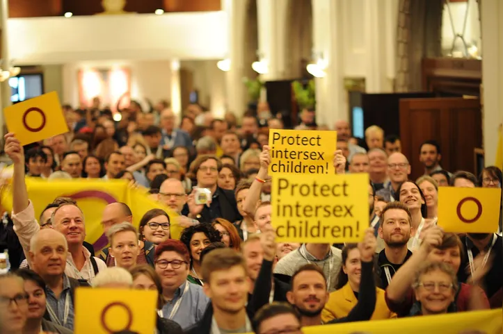 Conferência Internacional da Associação de Lésbicas, Gays, Bissexuais, Transgêneros, Intersexo  (ILGA), 26 de outubro, no Dia da Visibilidade Intersexo, em 2018.