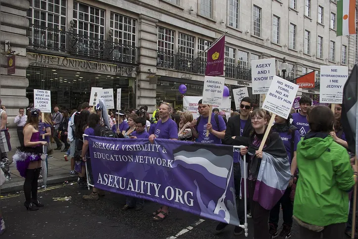 Pessoas assexuais em marcha na Parada do orgulho de 2012, em Londres