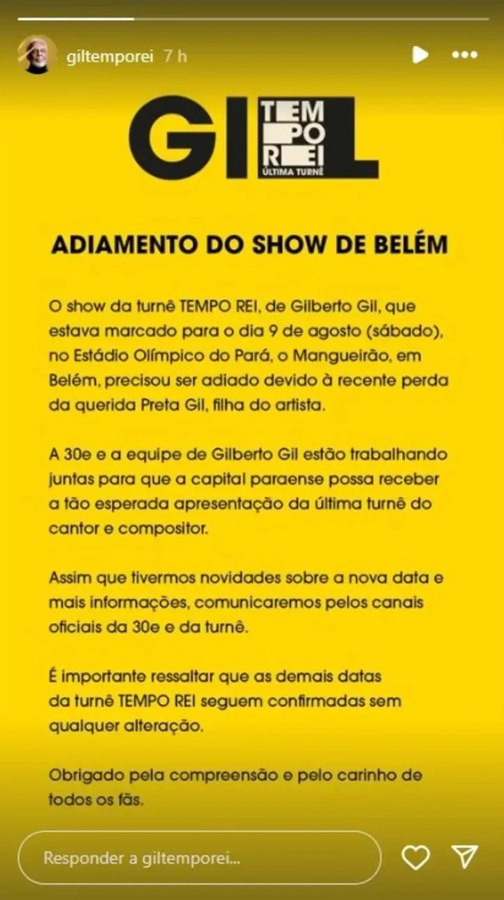 Adiamento turnê