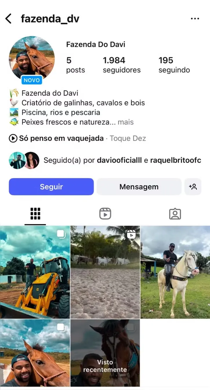 Perfil de Davi no Instagram