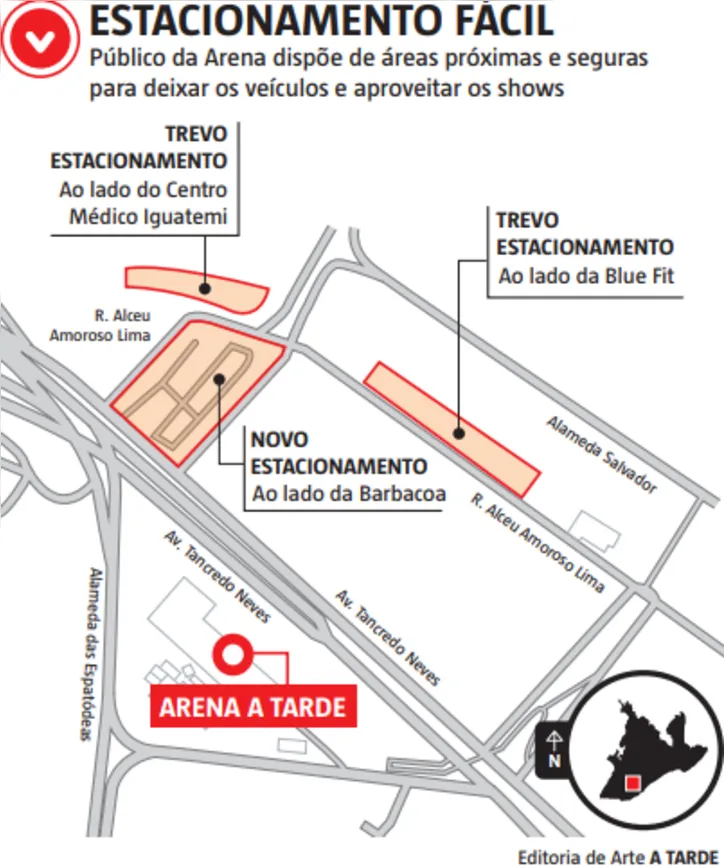 Estacionamento fácil da Arena A TARDE