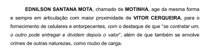 Trecho do processo referente a Ednilson Santana Mota
