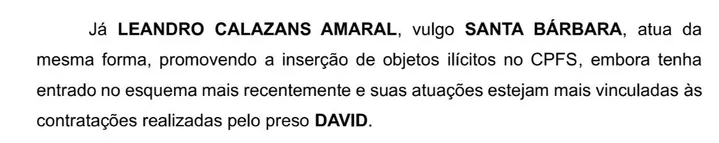 Trecho do processo referente a Leandro Calazans Amaral
