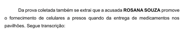 Trecho do processo referente a Rosana Souza de Oliveira