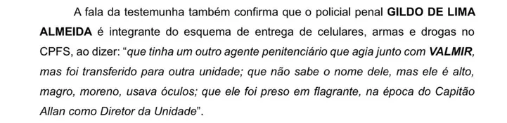 Trecho do processo referente a Gildo de Lima Almeida