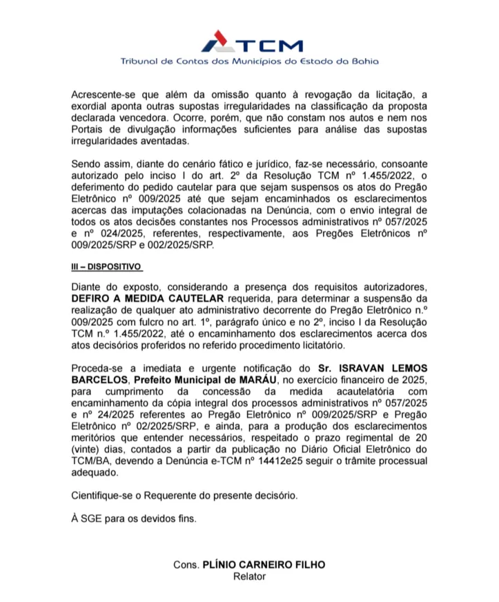 Imagem ilustrativa da imagem Licitação de R$ 65 milhões da Prefeitura de Maraú é suspensa