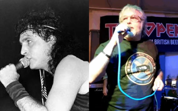 Paul cantando no Iron Maiden à esquerda