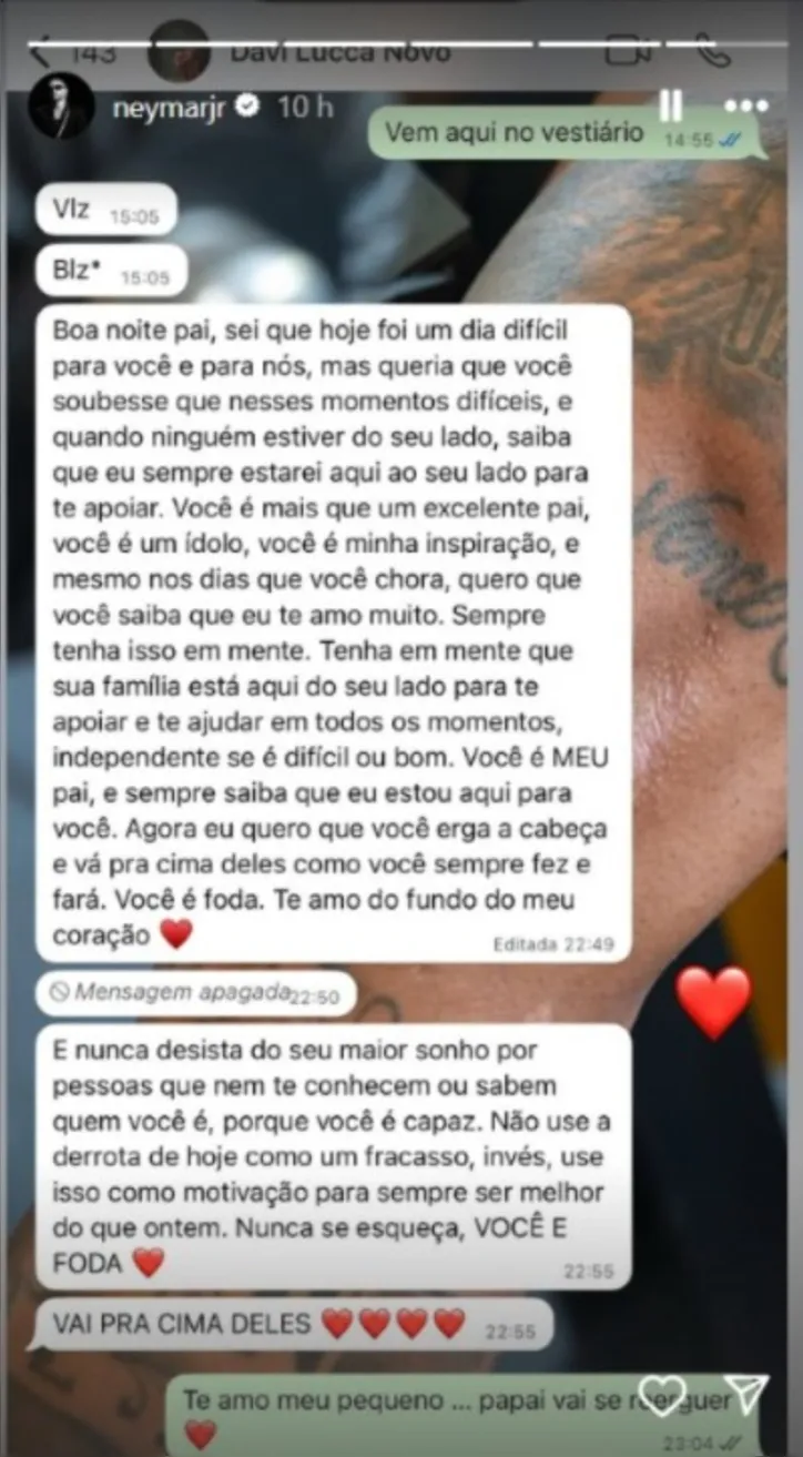Conversa entre Neymar e o filho