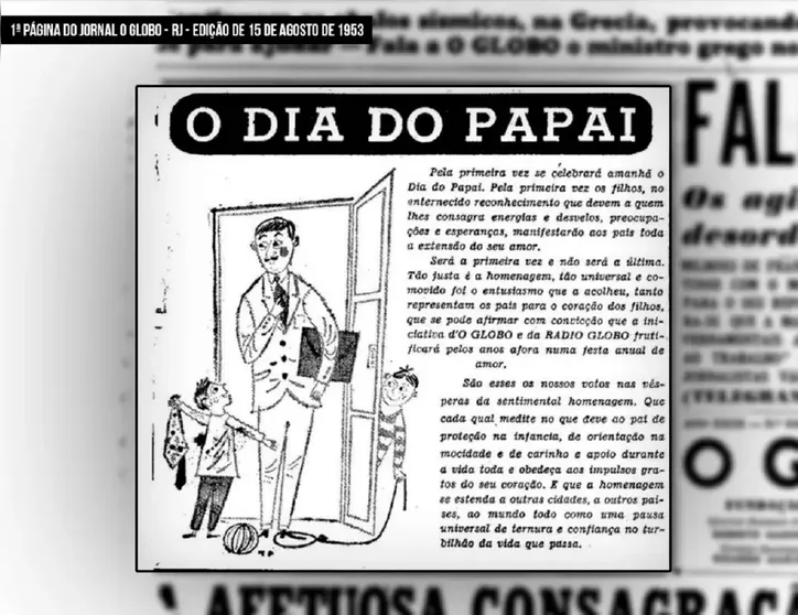Anúncio de propaganda do GLOBO do primeiro Dia do Pai
