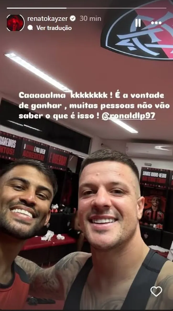 Postagem de Renato Kayzer nas redes sociais