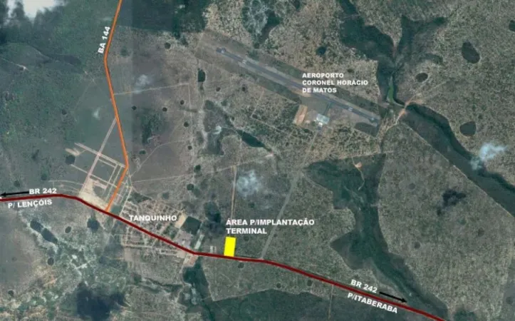 Planta do Distrito de Tanquinho e localização da área de implantação do terminal