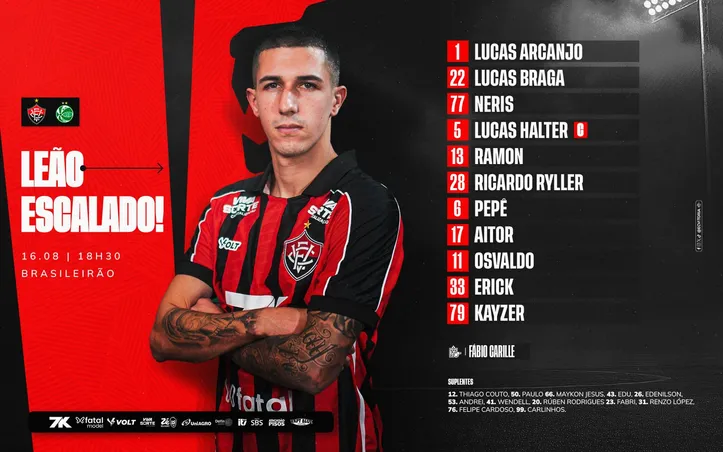 Escalação oficial do Vitória