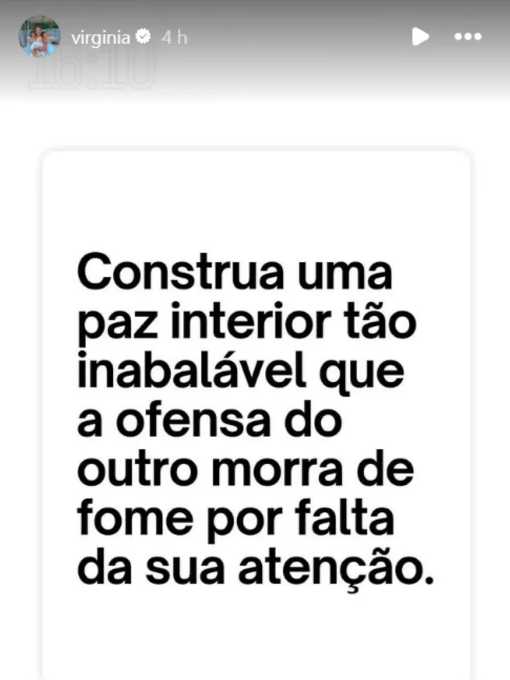 Publicação de Virginia no Instagram