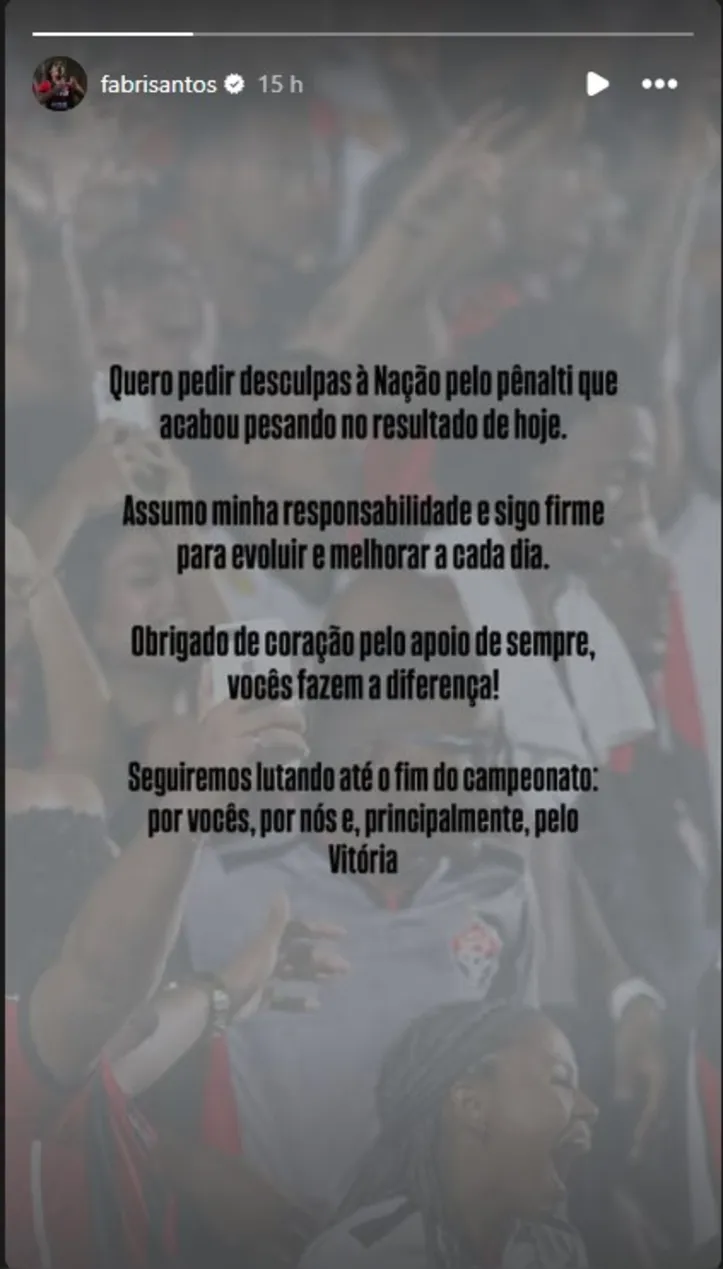 Story publicado por Fabri nas redes sociais